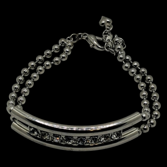 Elegant Silver Bracelet with Black Accents - Picture 1 of 6